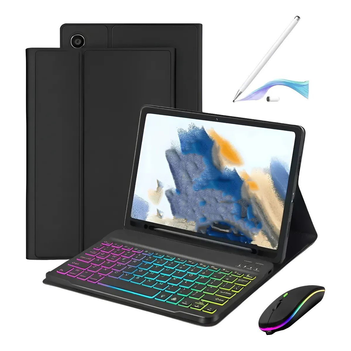KUANGYE - Funda+teclado Iluminado+mouse+lápiz Para Galaxy Tab A9plus Negro