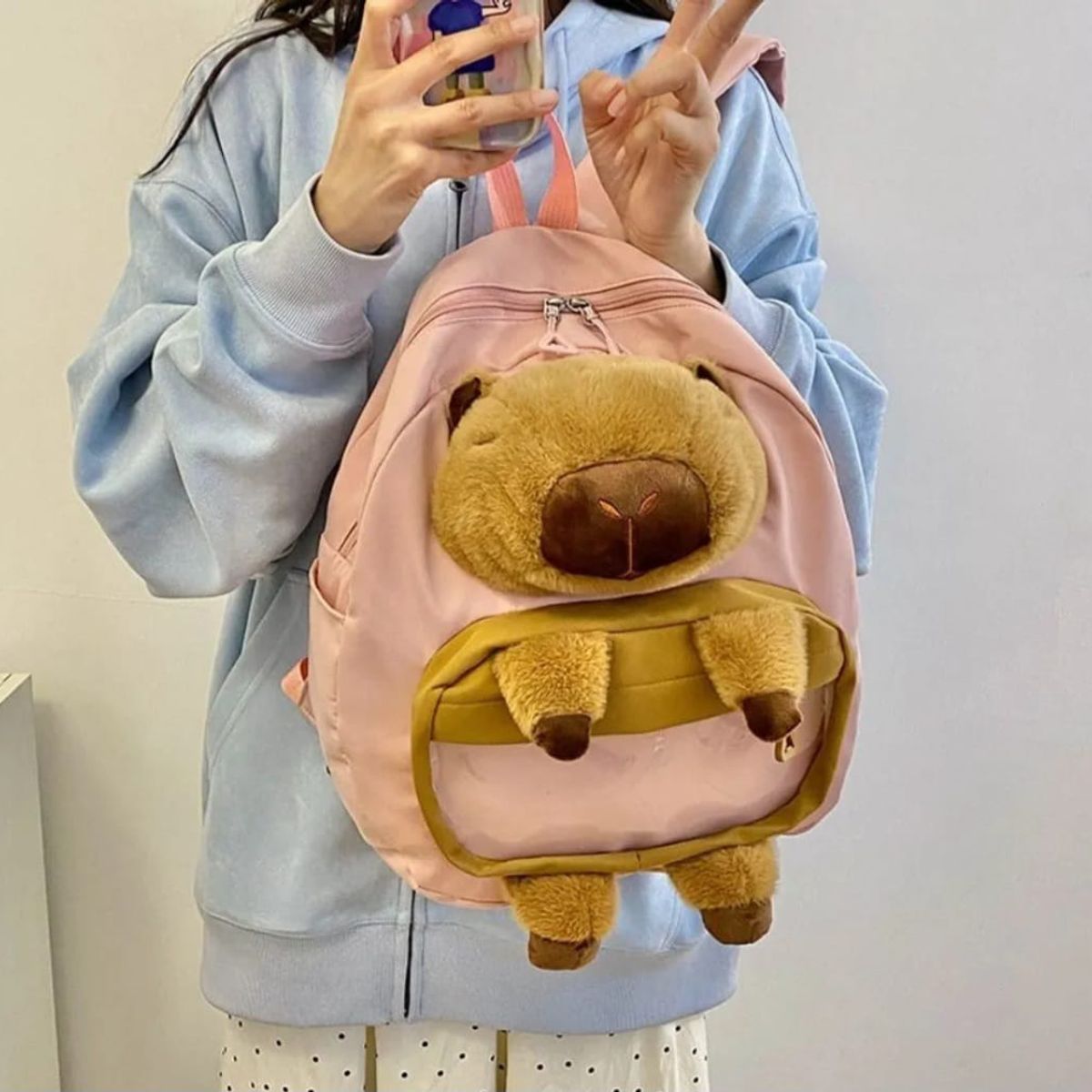 GENERICO - Capibara Mochila Grande De Peluche Rosa