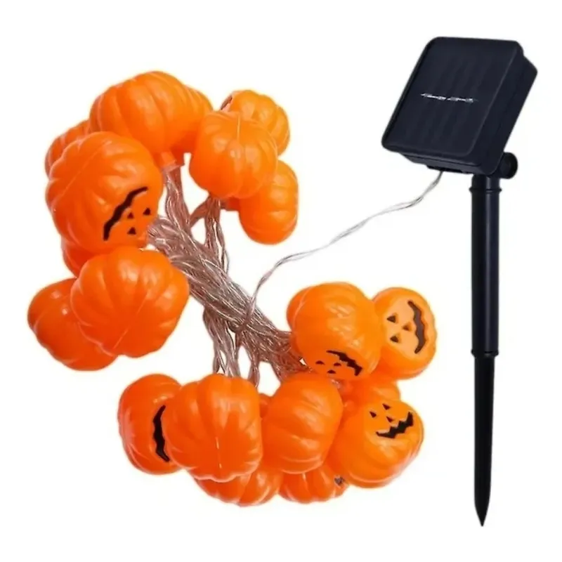 GENERICO - Guirnalda Luces Halloween Calabazas Naranja Decoracion Solar