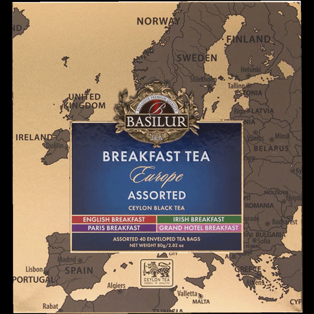 BASILUR - Caja de Té - Breakfast Europa - 40 Bolsitas - Basilur