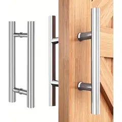 KUANGYE - Manijas Puerta Tipo H Acero Inoxidable 50cm Toda Clase Puerta Plateado