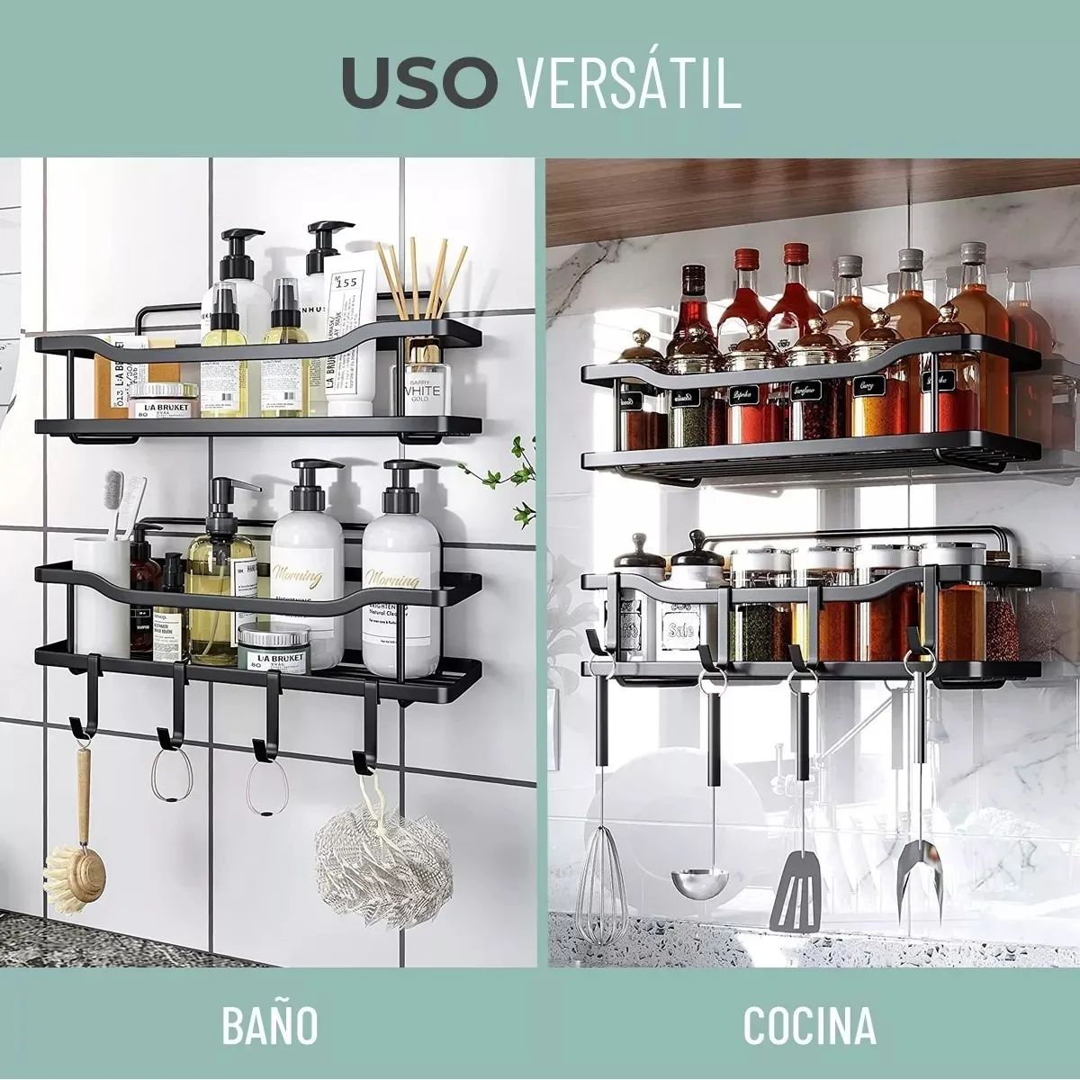 GENERICO - Organizador De Ducha Repisa Baño Adhesivo Set 3 Inoxidable