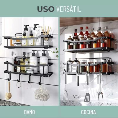 Imagen 2 del producto Organizador De Ducha Repisa Baño Adhesivo Set 3 Inoxidable