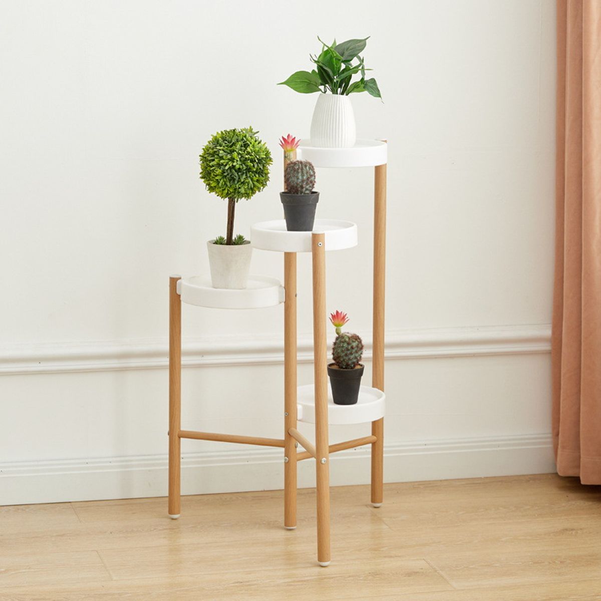 UMEXUS - Estante para Plantas 4 Niveles - Hierro Textura Madera