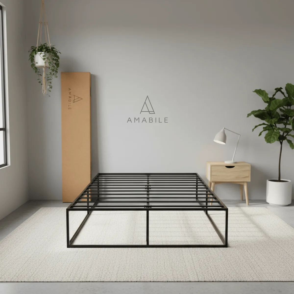 AMABILE - Base De Cama Amabile Roma 2 Plazas Fierro Negro