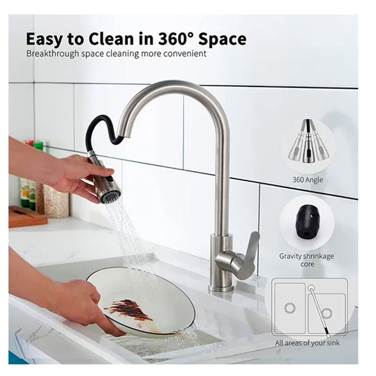 OFERTABKN - Llave Grifo Monomando Lavaplatos Extensible Niquel