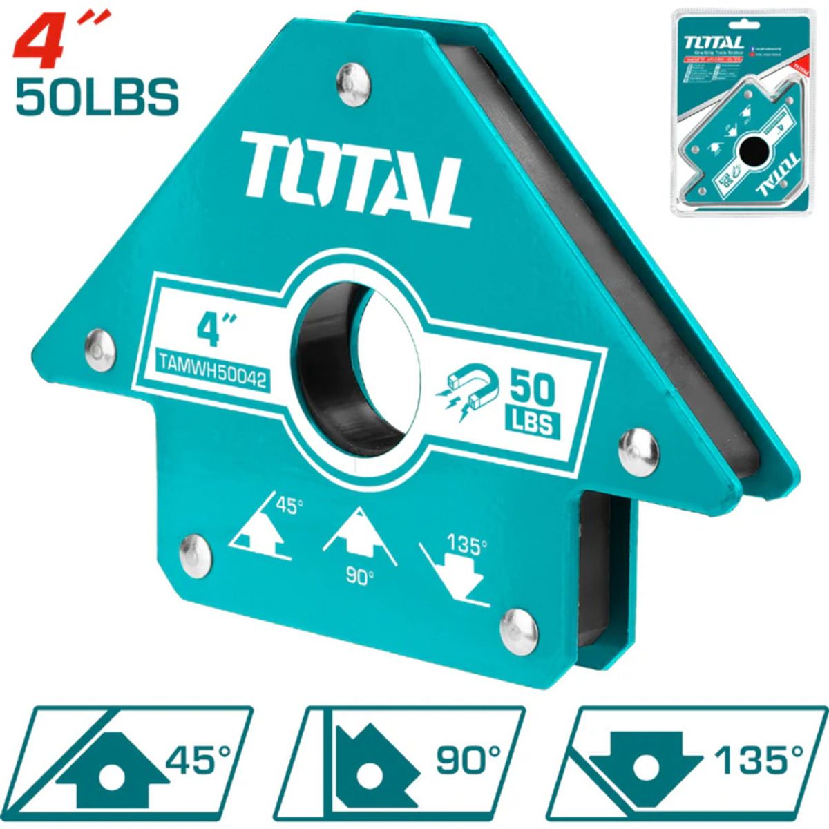 TOTAL TOOLS - Escuadra Magnetica 50 Lbs 4 Pulgada Para Soldar Total