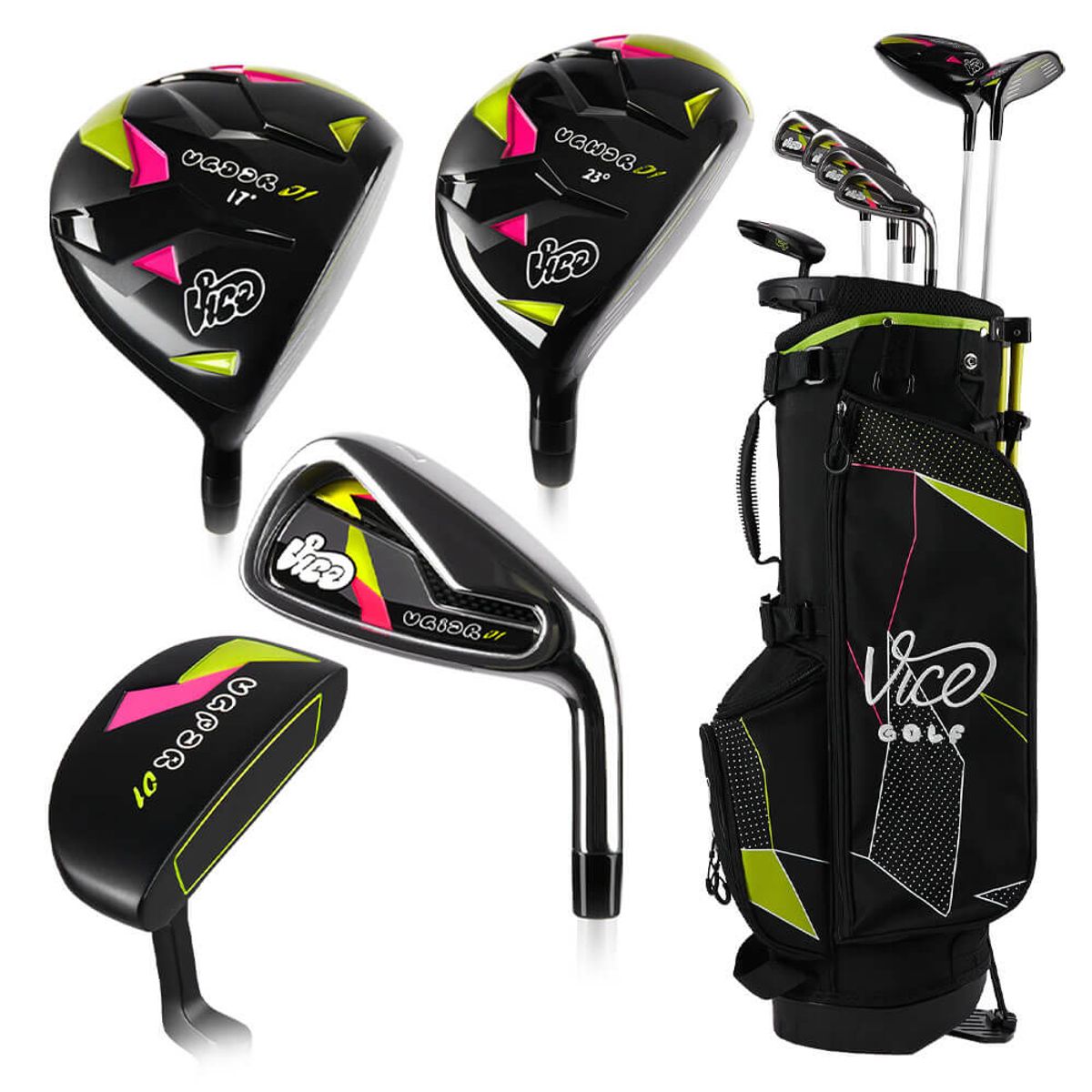 VICE GOLF - Vice Pro Junior - Set de 7 palos de Golf + Bolso para niños