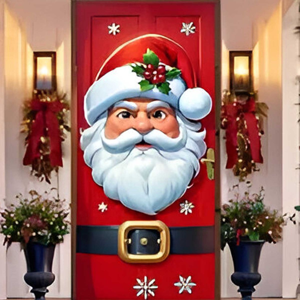 GENERICO - Funda De Puerta Decoración Navideña Elástica 210x105cm Pascuero