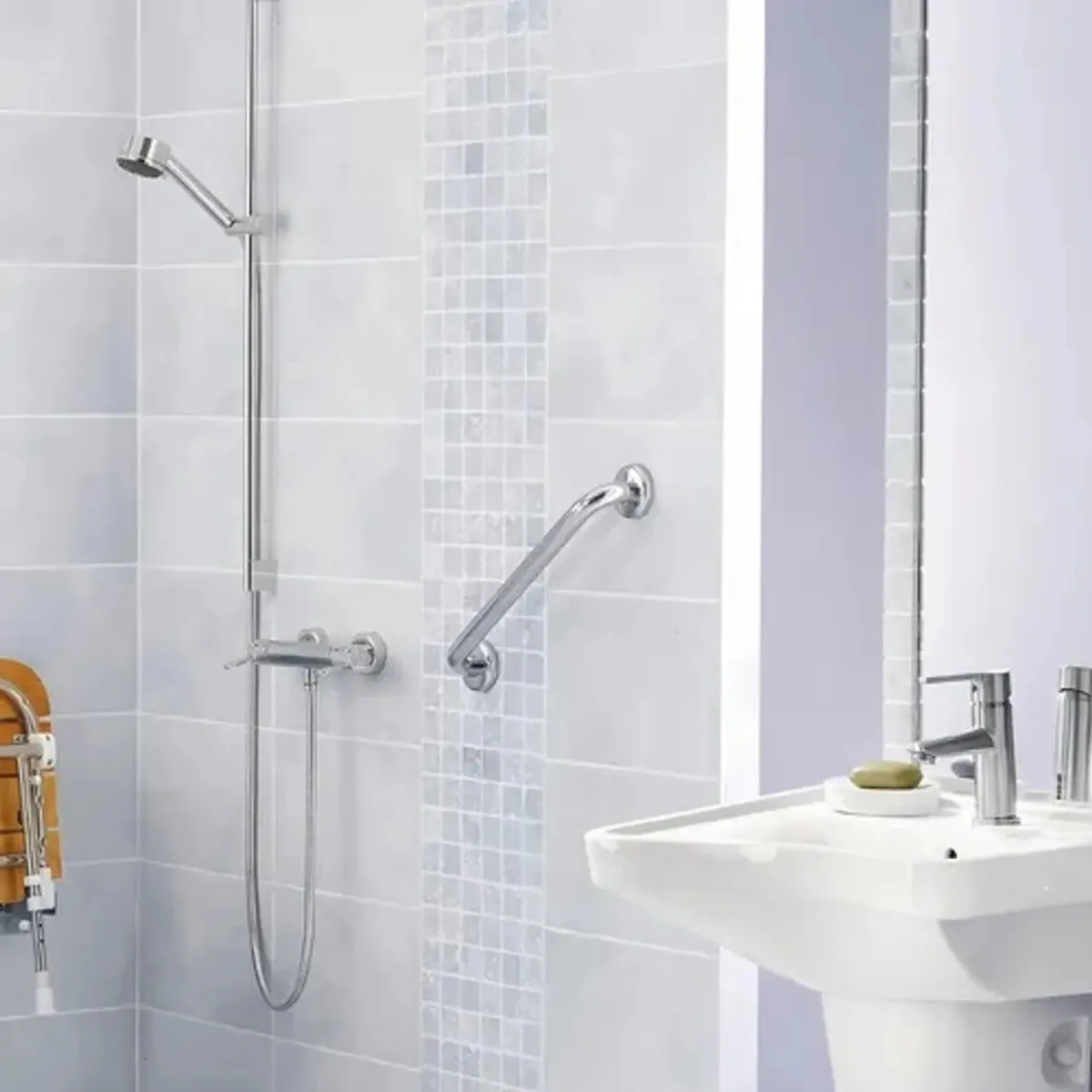 INOXCROM - Manilla Barra Seguridad 47,5 Cm Baño Ducha Acero Inoxidable