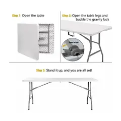 GENERICO - Mesa Plegable 1.80 Metros Portatil Multiuso Camping
