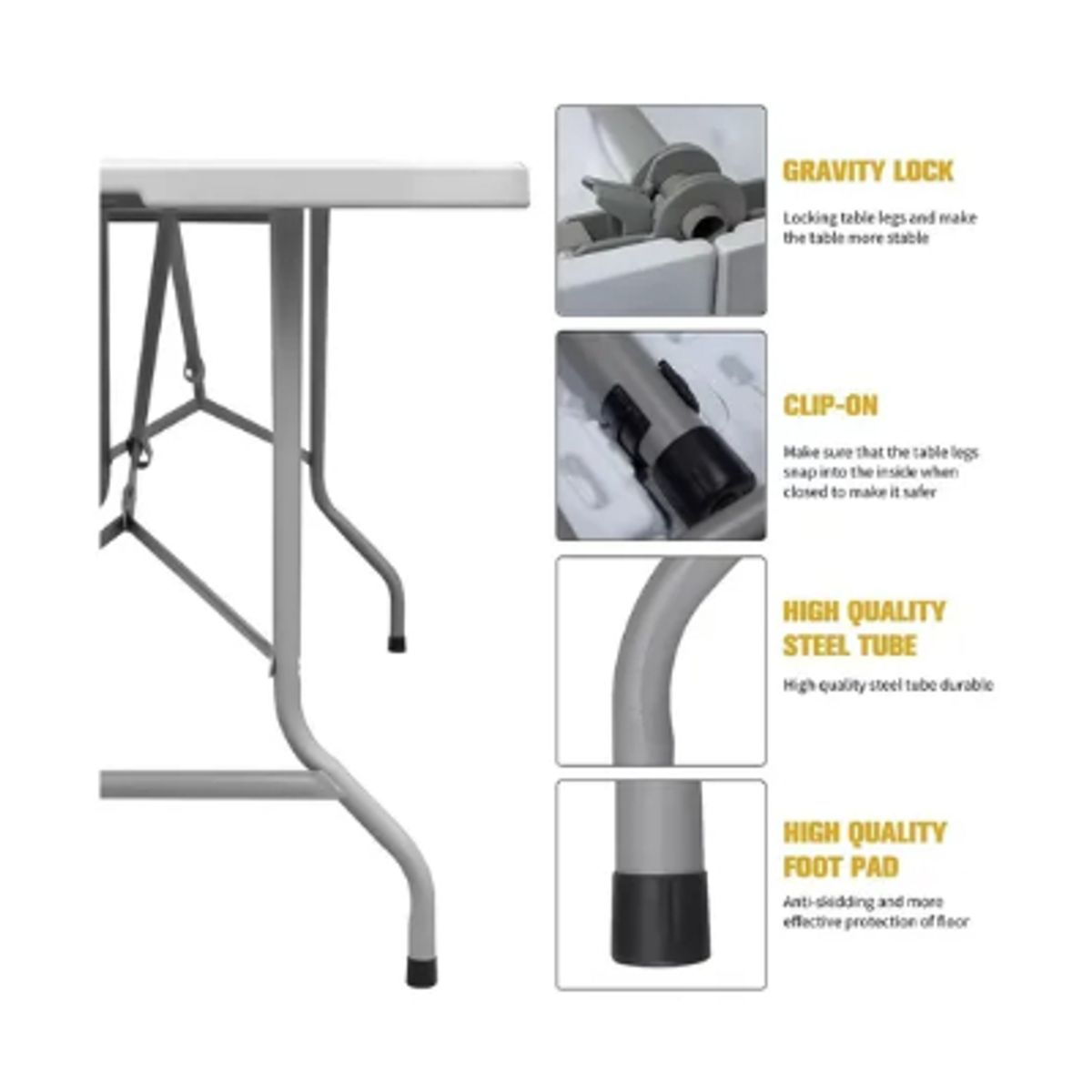 GENERICO - Mesa Plegable 1.80 Metros Portatil Multiuso Camping
