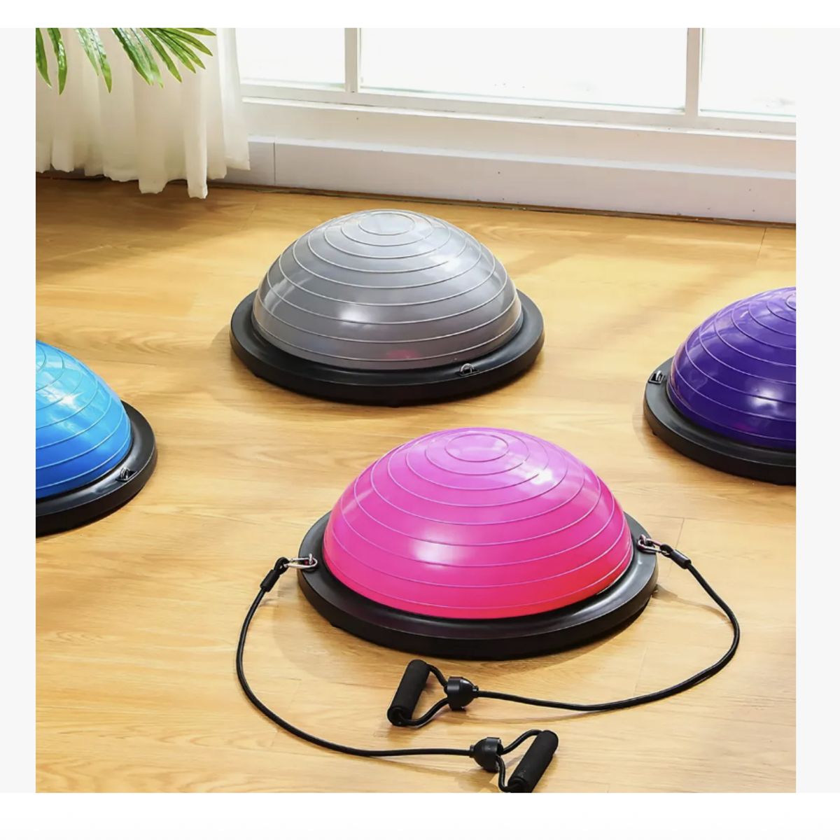 GENERICO - Pelota Bosu Medio Balon Con Manillas Yoga Pilates Lila