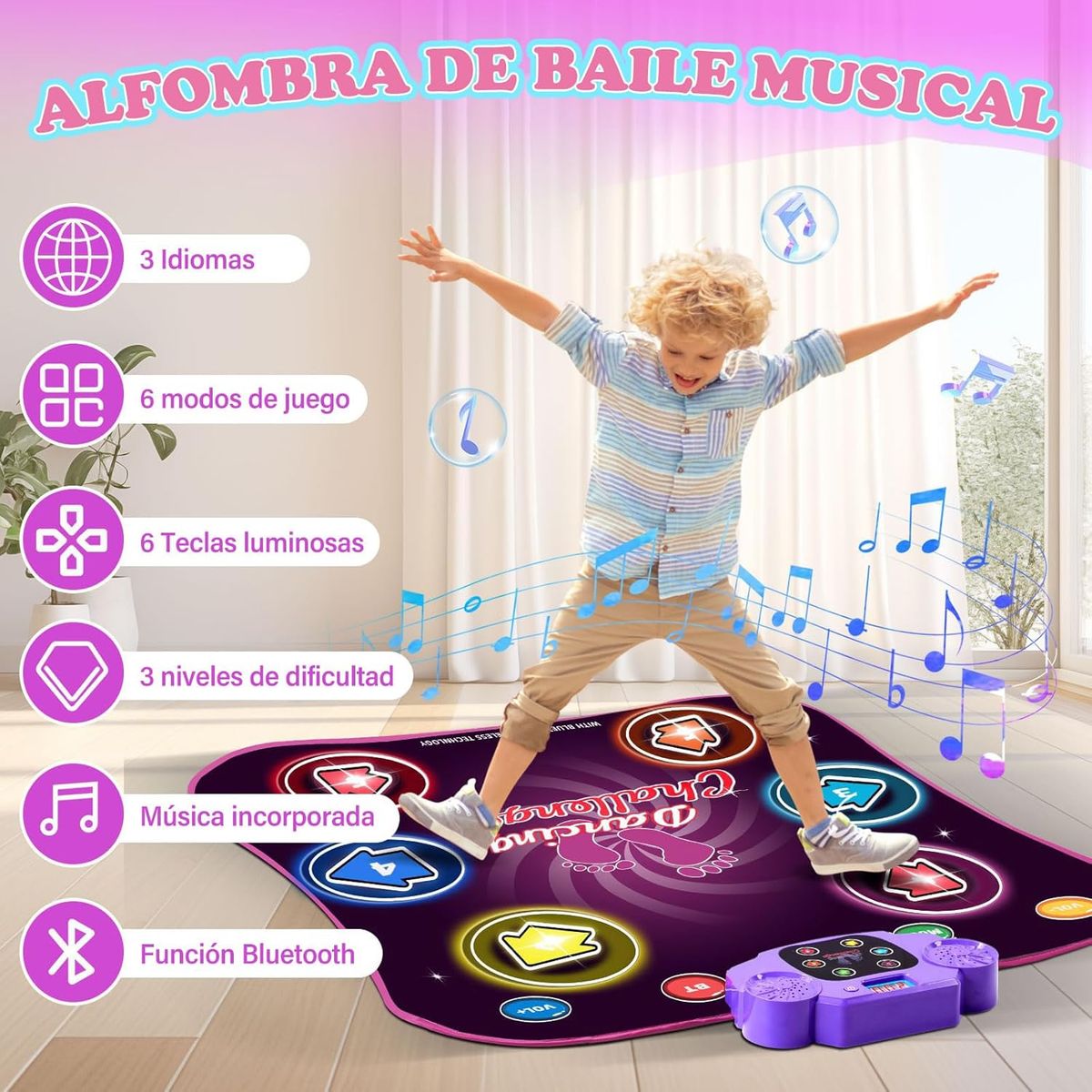 PUREPOWER - Alfombra Música Eléctrica Juego Pad de Baile con Luz Indicadora LED-01