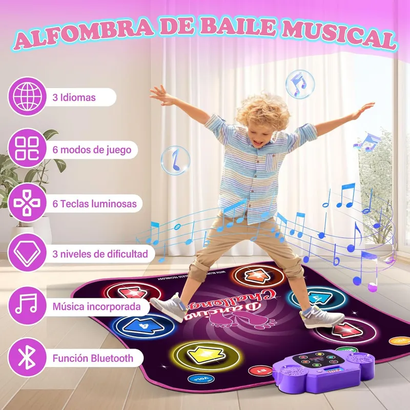 PUREPOWER - Alfombra Música Eléctrica Juego Pad de Baile con Luz Indicadora LED-01