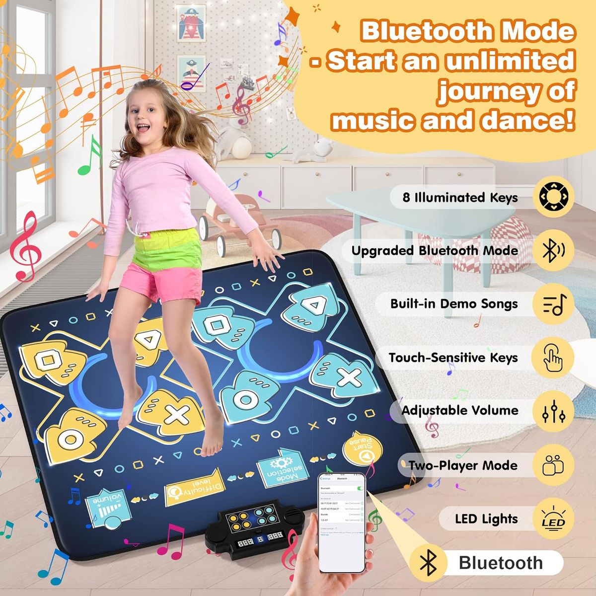 PUREPOWER - Alfombra Música Eléctrica Juego Pad de Baile con Luz Indicadora LED-06