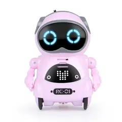 PUREPOWER - Mini Robot de bolsillo juguete inteligente de voz multifuncional-rosa