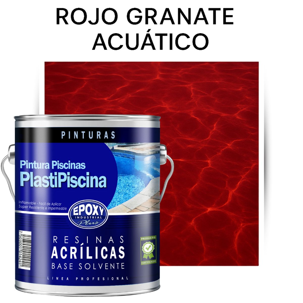 EPOXY - PINTURA PISCINA - PLASTIPISCINA - 4L TONO Rojo Granate Acuático