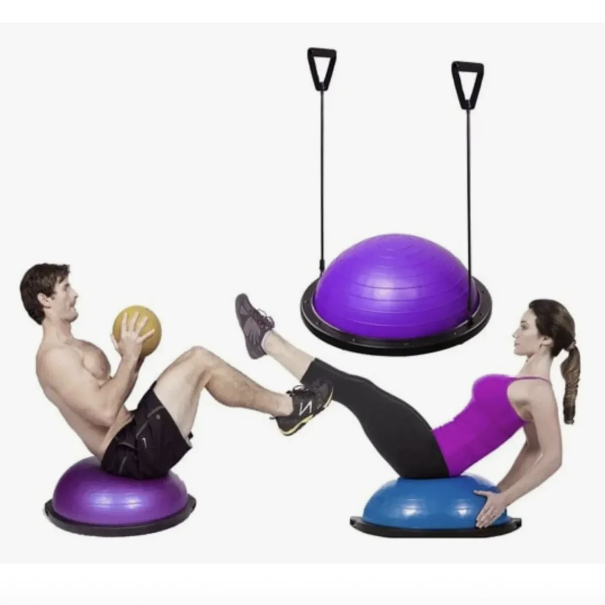 GENERICO - Pelota Bosu Medio Balon Con Manillas Yoga Pilates Lila