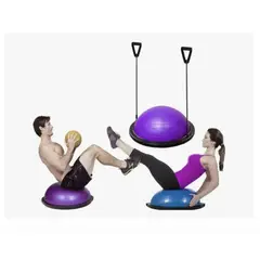GENERICO - Pelota Bosu Medio Balon Con Manillas Yoga Pilates Lila