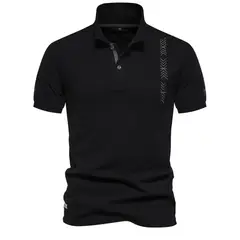 TIOZONEY - Camisa polo de manga corta para hombre-Negro