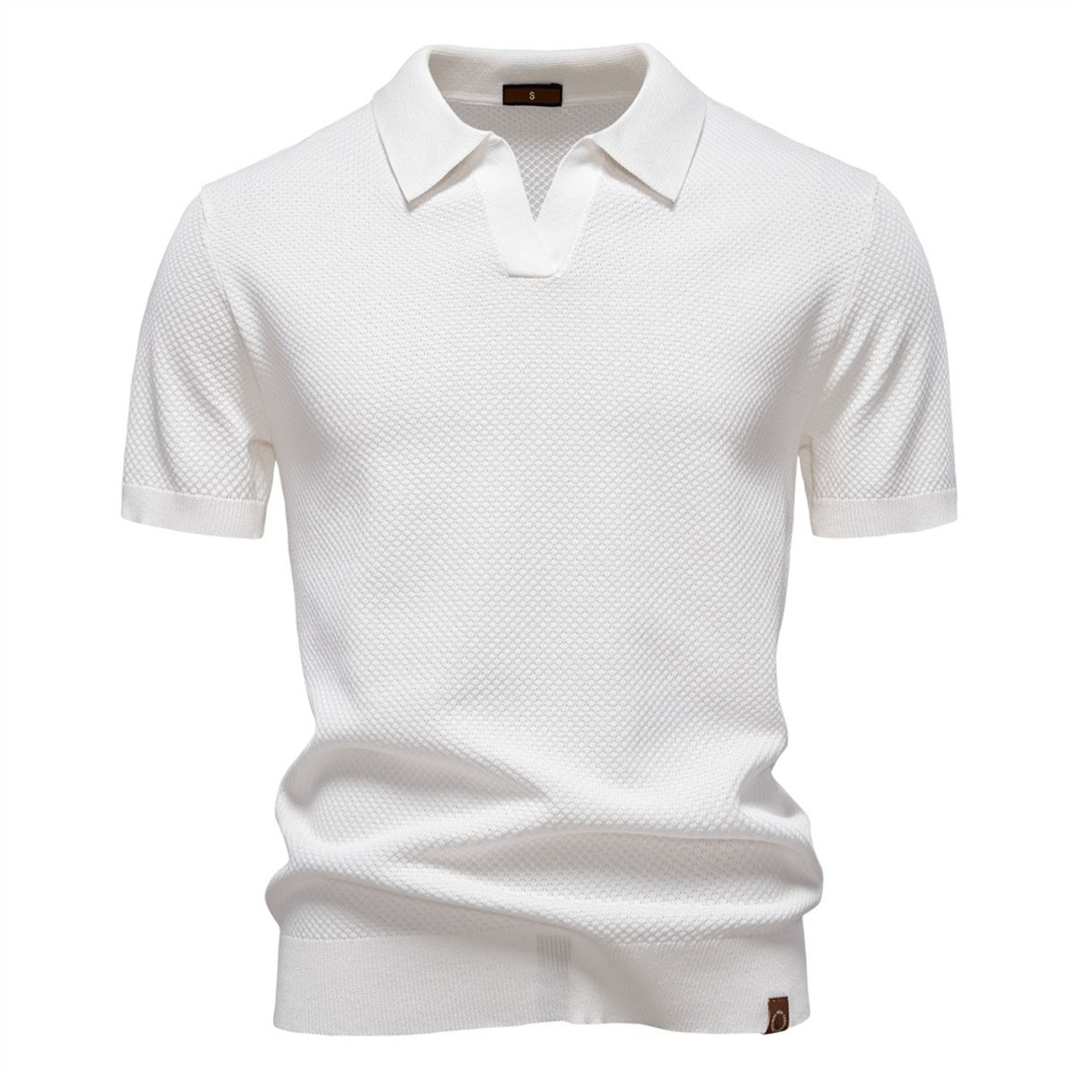 TIOZONEY - Polo de manga corta para hombre-Blanco