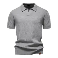 TIOZONEY - Polo de manga corta para hombre-Gris
