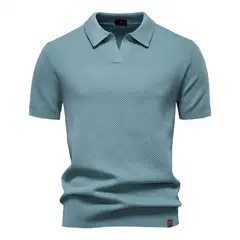 TIOZONEY - Polo de manga corta para hombre-Azul