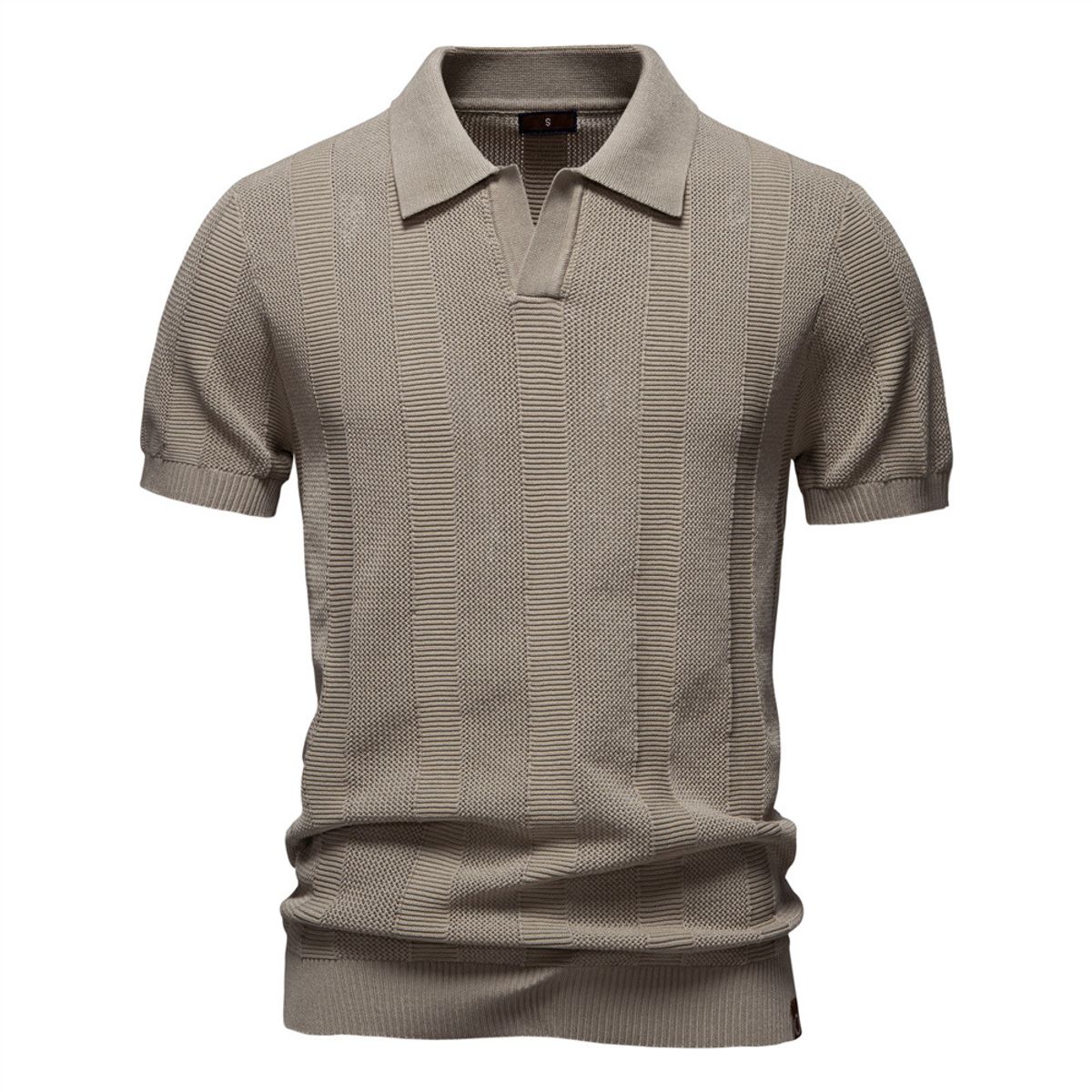 TIOZONEY - Polo a rayas para hombre-Marrón