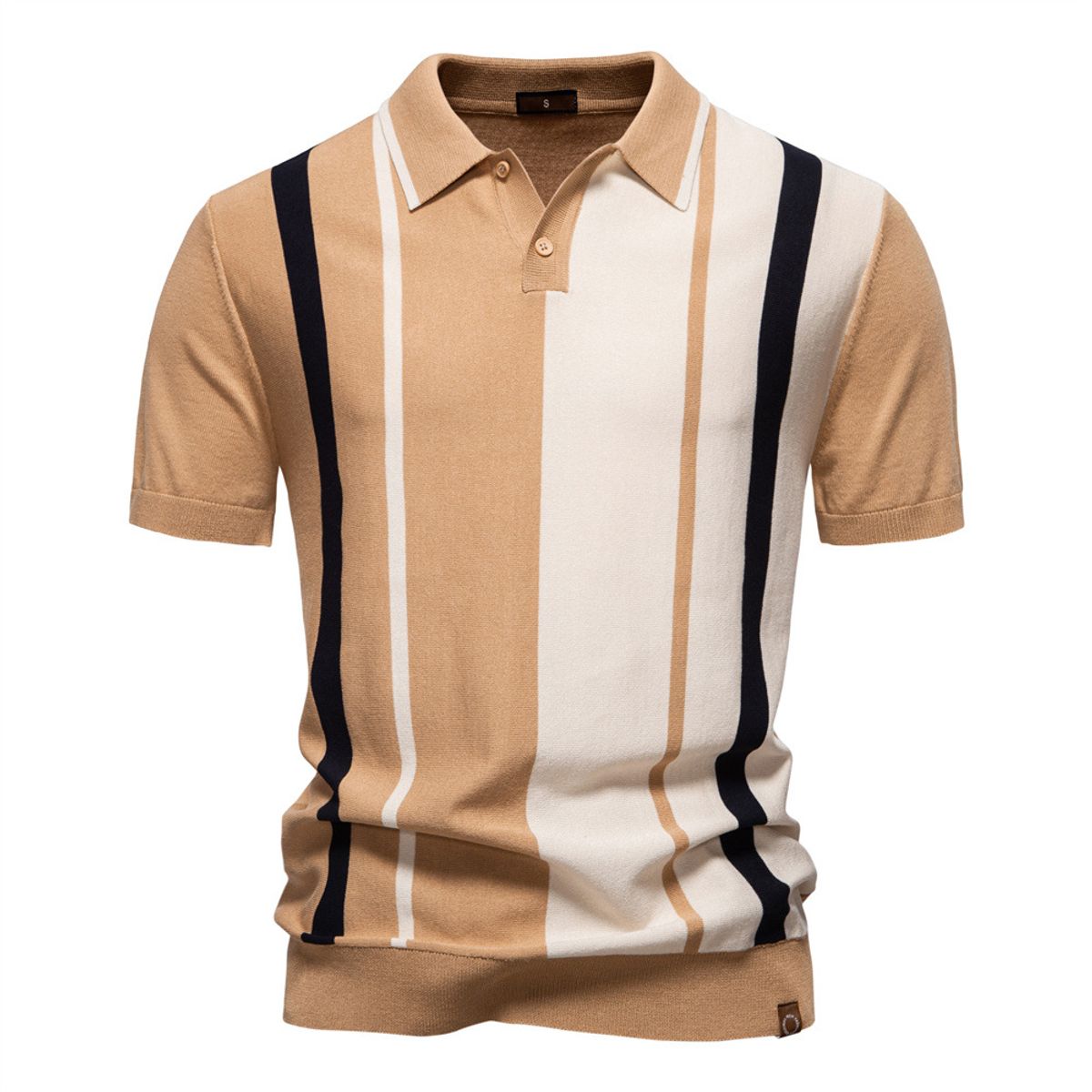 TIOZONEY - Polo con cuello para hombre-Marrón