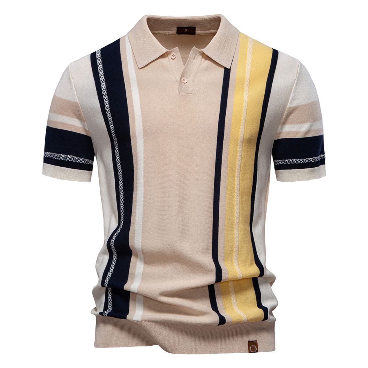 TIOZONEY - Polo con cuello para hombre-Beige