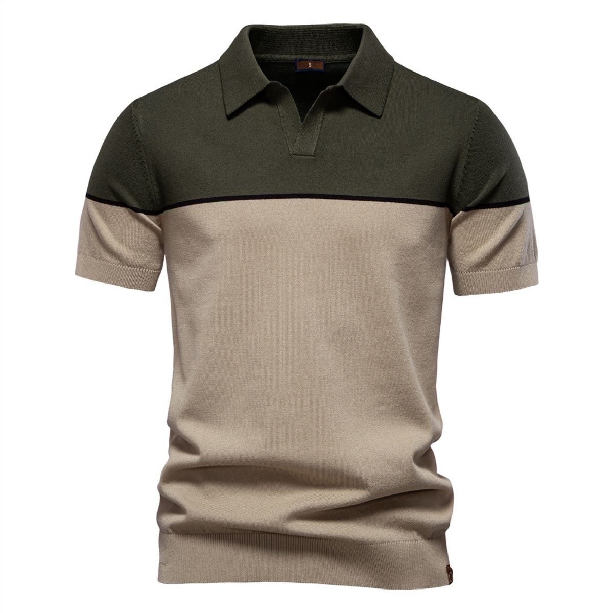 TIOZONEY - Polo bicolor para hombre-Verde