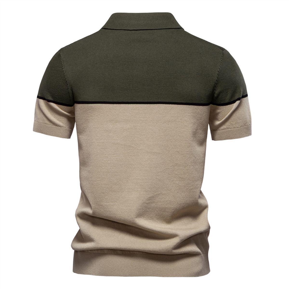 TIOZONEY - Polo bicolor para hombre-Verde
