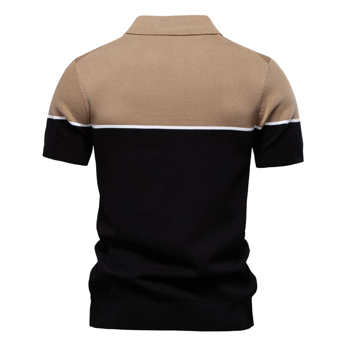 TIOZONEY - Polo bicolor para hombre-Negro