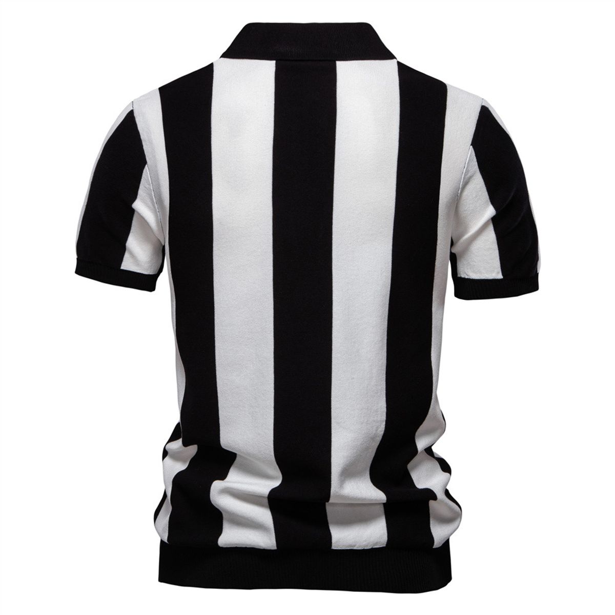 TIOZONEY - Polo a rayas para hombre-Negro