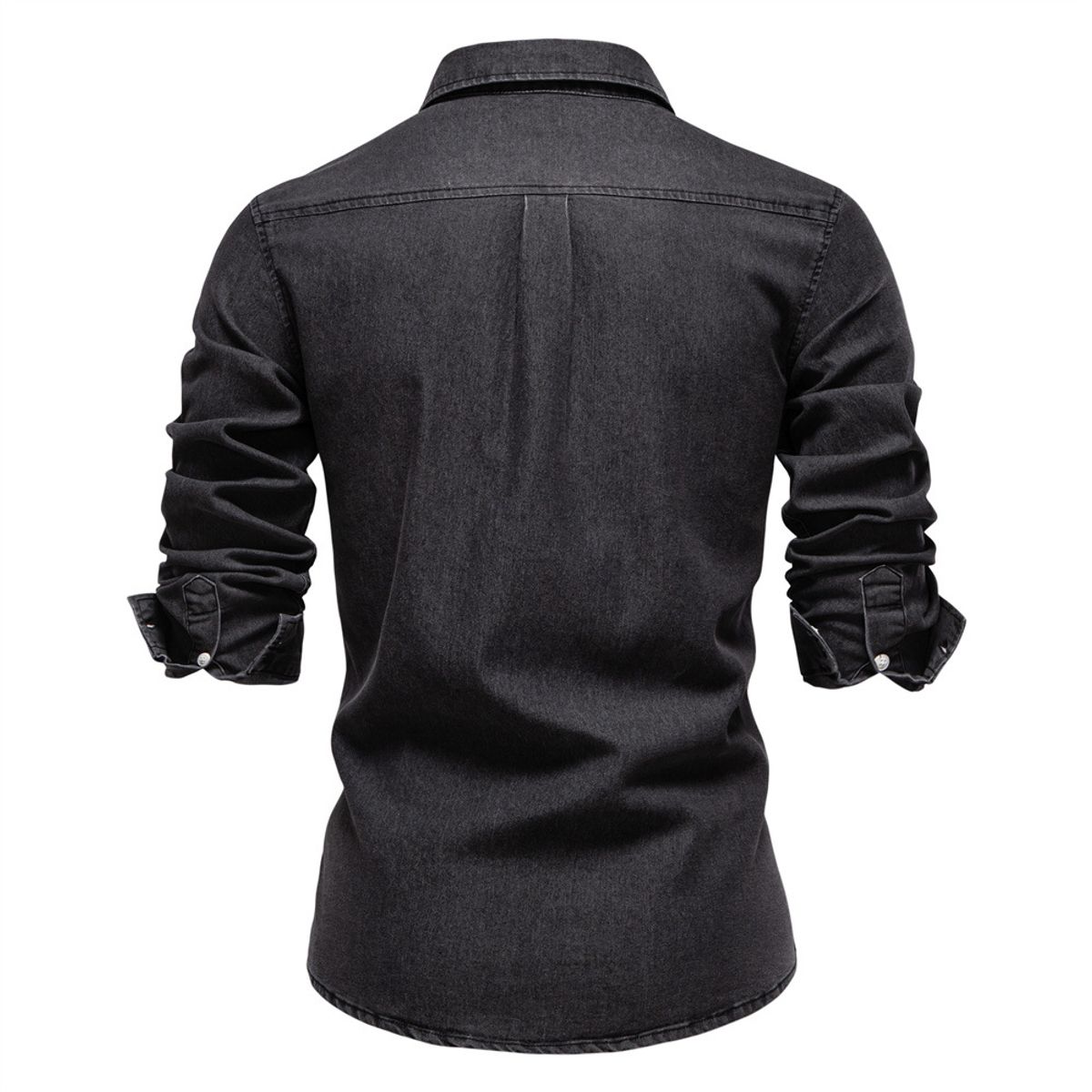 TIOZONEY - Camisa de mezclilla para hombre-Negro