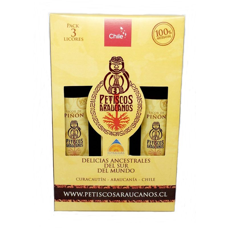 PETISCOS ARAUCANOS - LICOR DE PIÑÓN PACK 3 X 250 ML