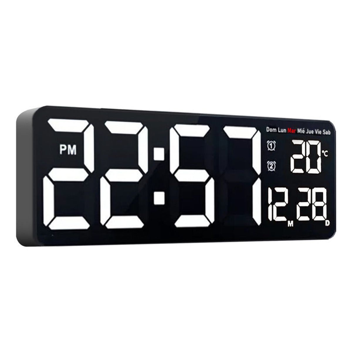 HOMEBRANDT - Reloj Pared Digital 40x13cm Grande Dia Fecha Hora Temp Led B