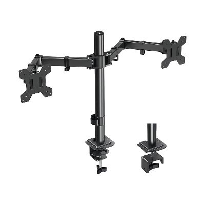 GENERICO Brazo Soporte Doble Para 2 Monitores One Pixel Base Escritorio Color Negro