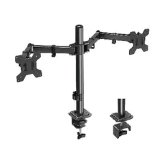 GENERICO - Brazo Soporte Doble Para 2 Monitores One Pixel Base Escritorio Color Negro