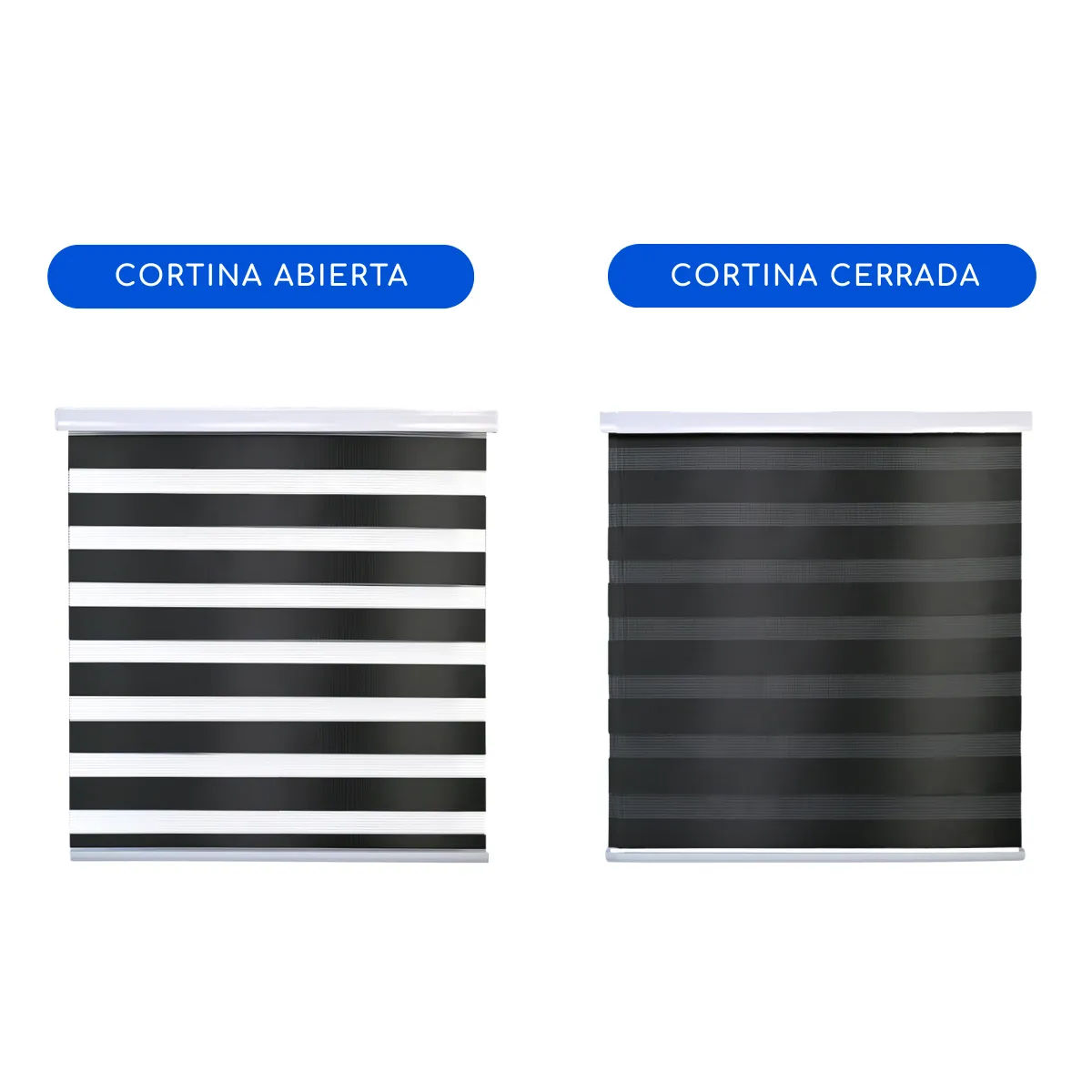 GUIZA - Cortina Roller Duo Zebra Día Y Noche Cenefa Pvc 60x200 Guiza