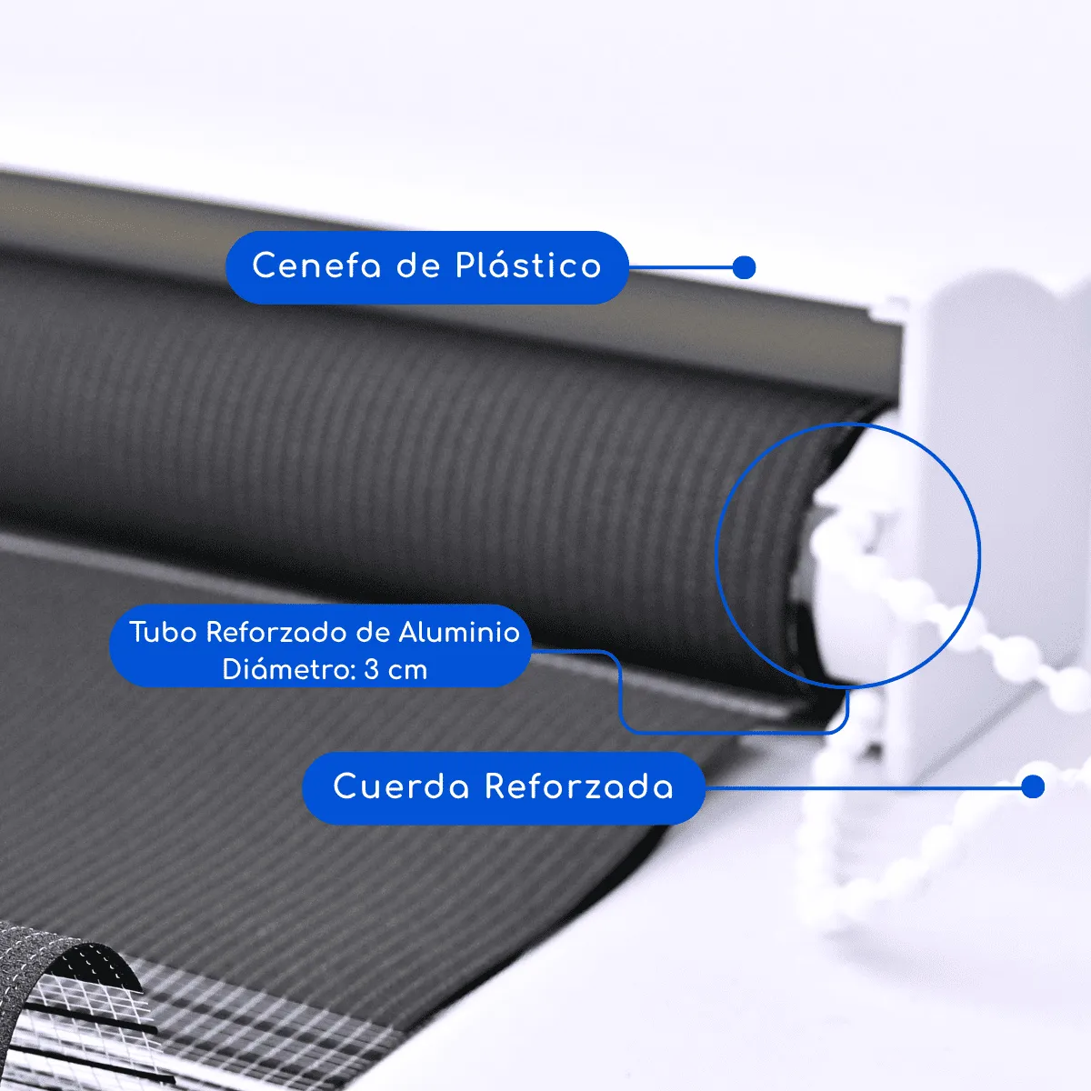 GUIZA - Cortina Roller Duo Zebra Día Y Noche Cenefa Pvc 120x200 Guiza