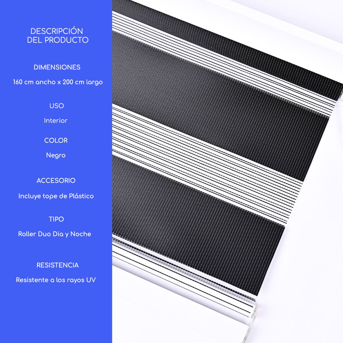 GUIZA - Cortina Roller Duo Zebra Día Y Noche Cenefa Pvc 160x200 Guiza