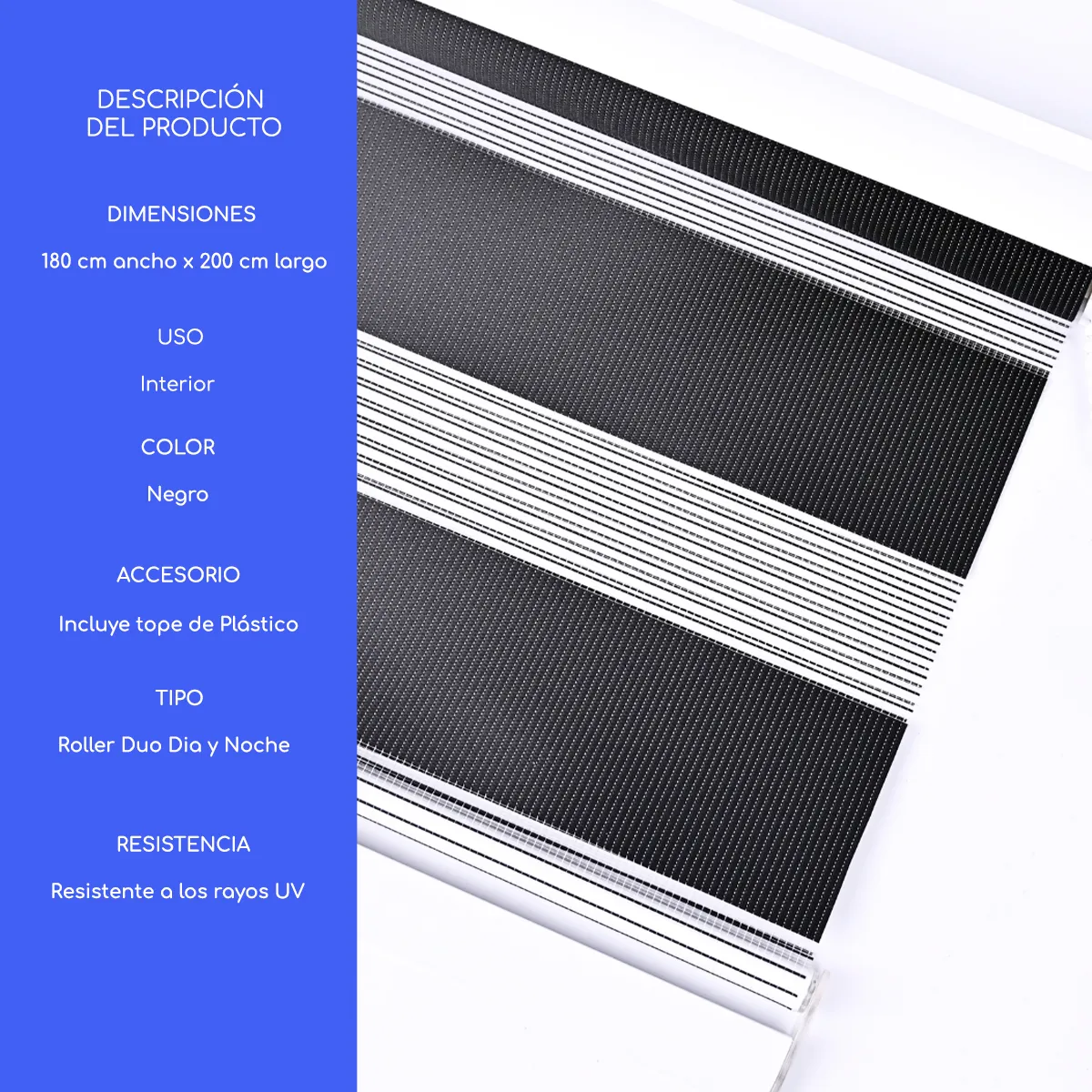 GUIZA - Cortina Roller Duo Zebra Día Y Noche Cenefa Pvc 180x200 Guiza