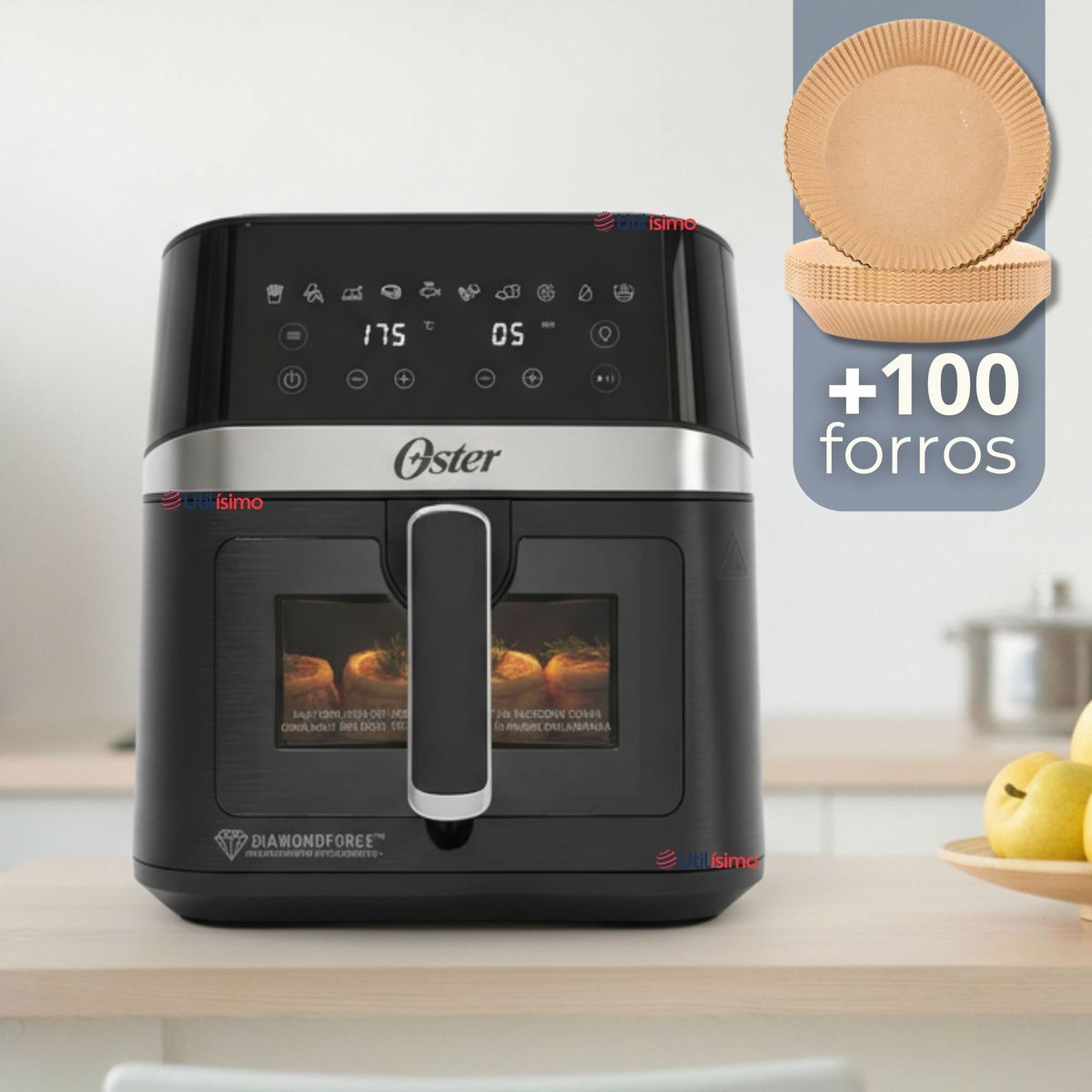 OSTER - Freidora de Aire Oster® DiamondForce CKSTAF60WDDF + 100 Forros Desechables