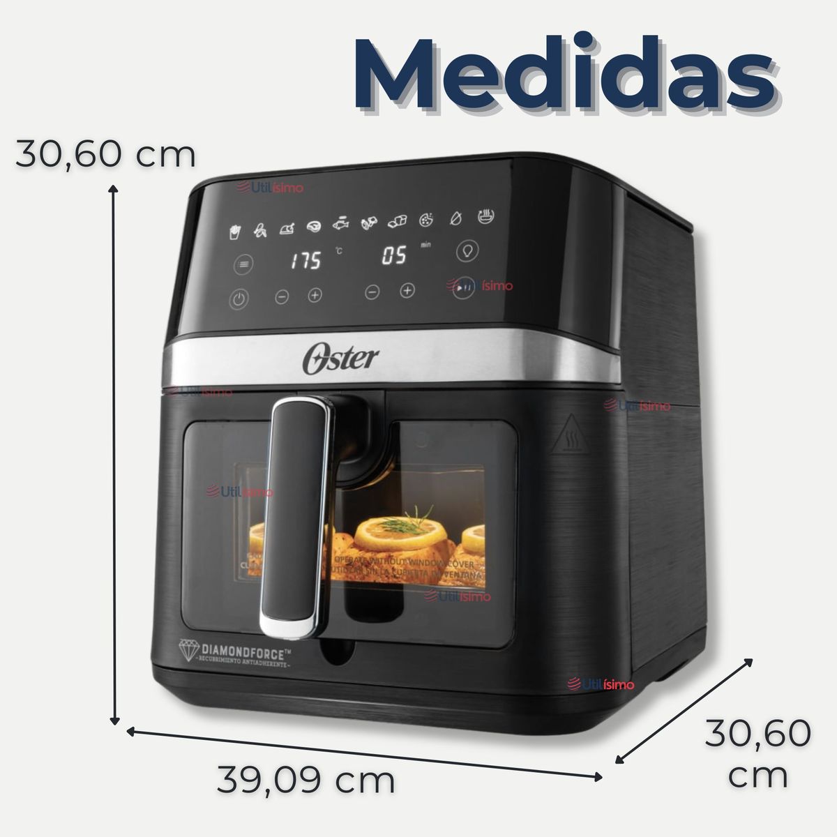 OSTER - Freidora de Aire Oster® DiamondForce CKSTAF60WDDF + 100 Forros Desechables