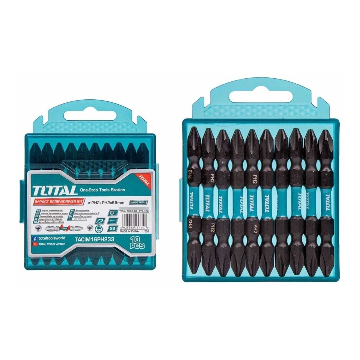 GENERICO - Set Punta Phillips De Impacto Ph2 Doble Magnéticas Total