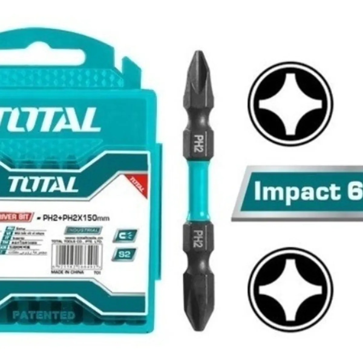 GENERICO - Set Punta Phillips De Impacto Ph2 Doble Magnéticas Total