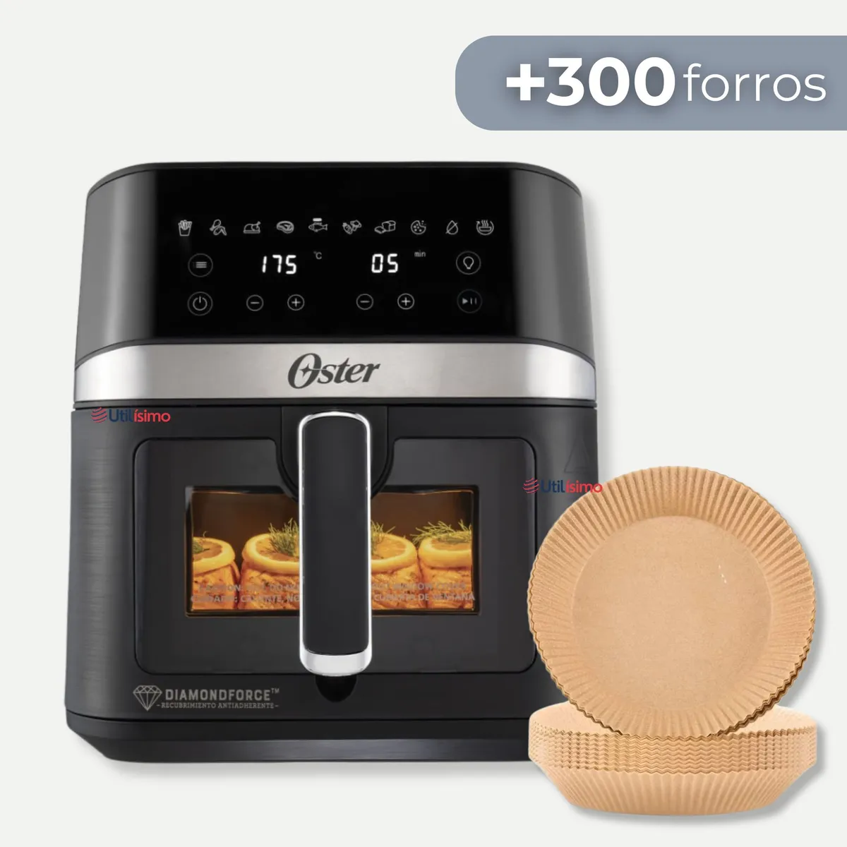 OSTER - Freidora de Aire Oster® Digital CKSTAF60WDDF + 300 Forros Desechables