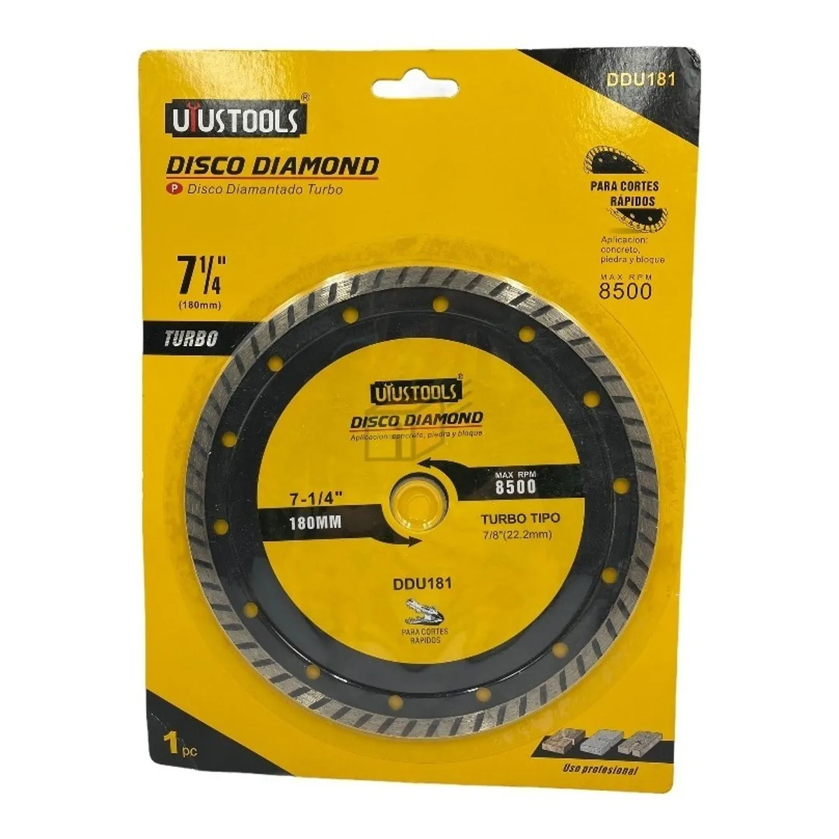 GENERICO - Disco Diamantado Turbo 7 14 180mm Para Concreto Ddu181